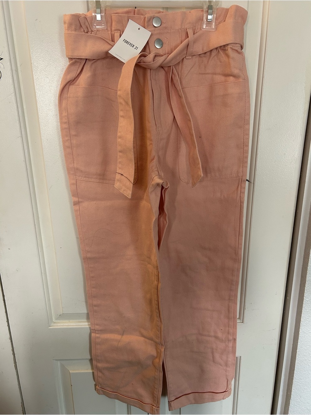 Seashell Pink Paper Bag Ankle Pants Forever 21 New With Tags Size Small